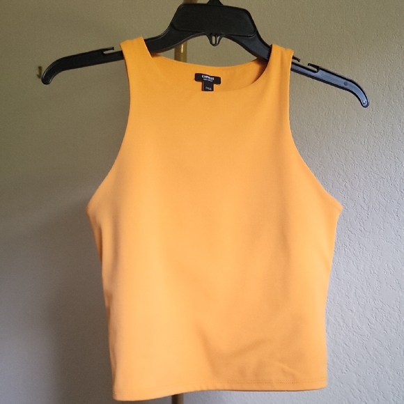 Express Tops - Express Body Contour Seamless High Neck Cropped Tank Yellow SZ S